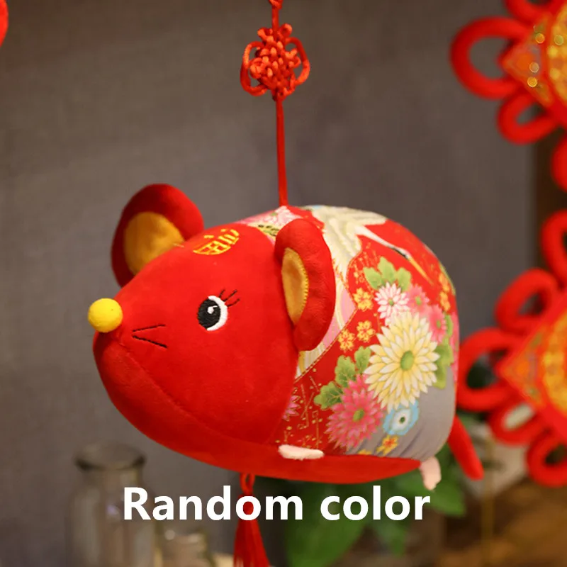Год жира талисман Крысы Плюшевые игрушки красный китайский узел подвеска мышь Высокое качество Висячие Deacoration подарок на год для детей - Цвет: 7