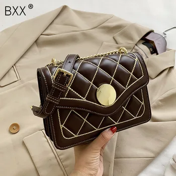 

[BXX] Simple Chain Designer PU Leather Crossbody Bags For Women 2020 Women's Trend Handbags Branded Luxury Cross Body Bag HP087