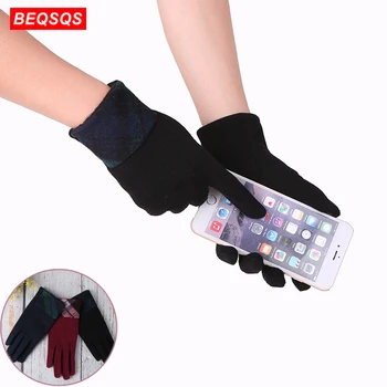 

BEQSQS New Style Women Female Gloves Winter Warm Mittens Women Cotton Driving Full Finger Fashion Gloves Touch Screen Gloves