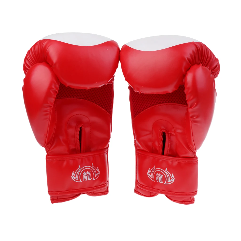 1 Pair PU Leather Boxing Gloves MMA Muay Thai Punching Bag Training