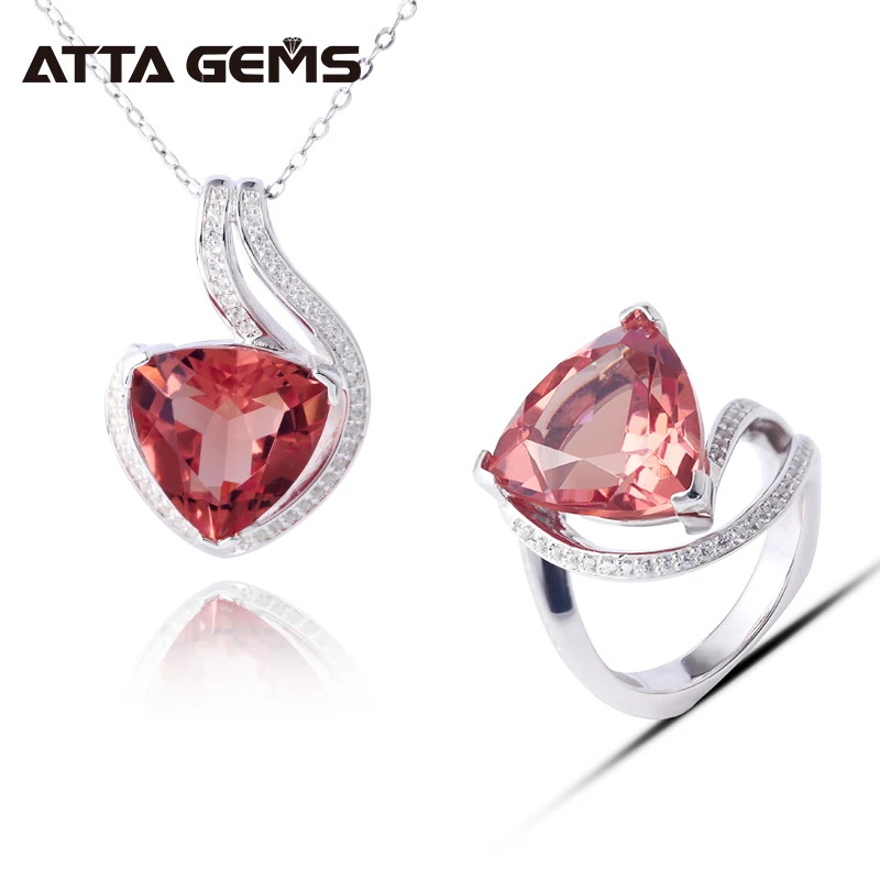 

Diaspore Silver Jewelry Set Women Wedding Engagement Jewelry Trillion 13mm 18 Carat Color Change Magic Ring Women Birthday Gift