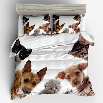 

Animal 3d Dog Cat King Size Bedding Set Farmhouse Duvet Cover Queen Full King Kids Twin Bed Set Quilt Cover Clothes Pillow Cover
