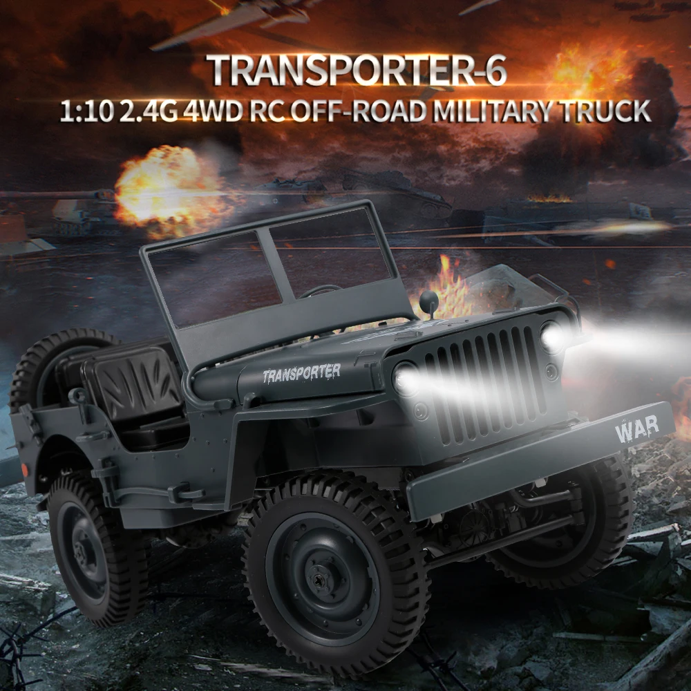 

JJR/C Q65 RC Car 1:10 RC Toys for Children 2.4G 4WD RC Off-road Military Transporter 6 RTR Cars Gift Kids Toy