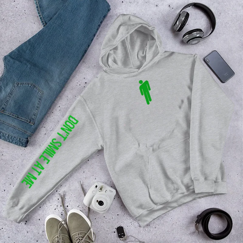 Толстовка с капюшоном с надписью Don't Smile At Me Billie Eilish, желтые и зеленые толстовки с капюшоном, Повседневный пуловер Eilish Merch, уличная одежда для женщин - Цвет: 2