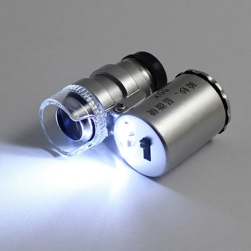 60 Times Microscope LED Lamp Lights Yanchao Lights Portable Pocket With Lamp Magnifying Glass Magnifiers 5