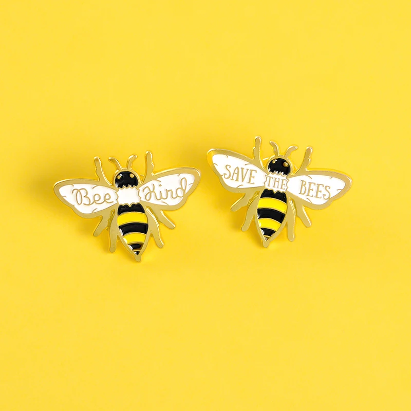Сохранить пчелиный вид эмалированные булавки на заказ золотые пчелиные броши-Значки для лацкана рубашка сумка значок природа животных ювелирные изделия подарок для детей друзей