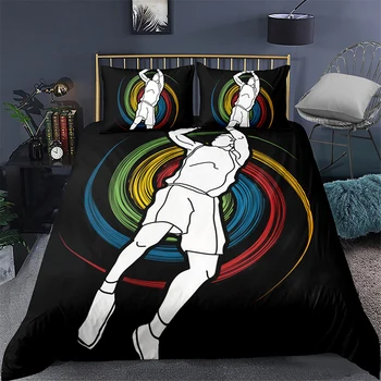 

Three-piece bedding quilt cover pillowcase basketball football pattern sport style full size bedding spring and summer soft