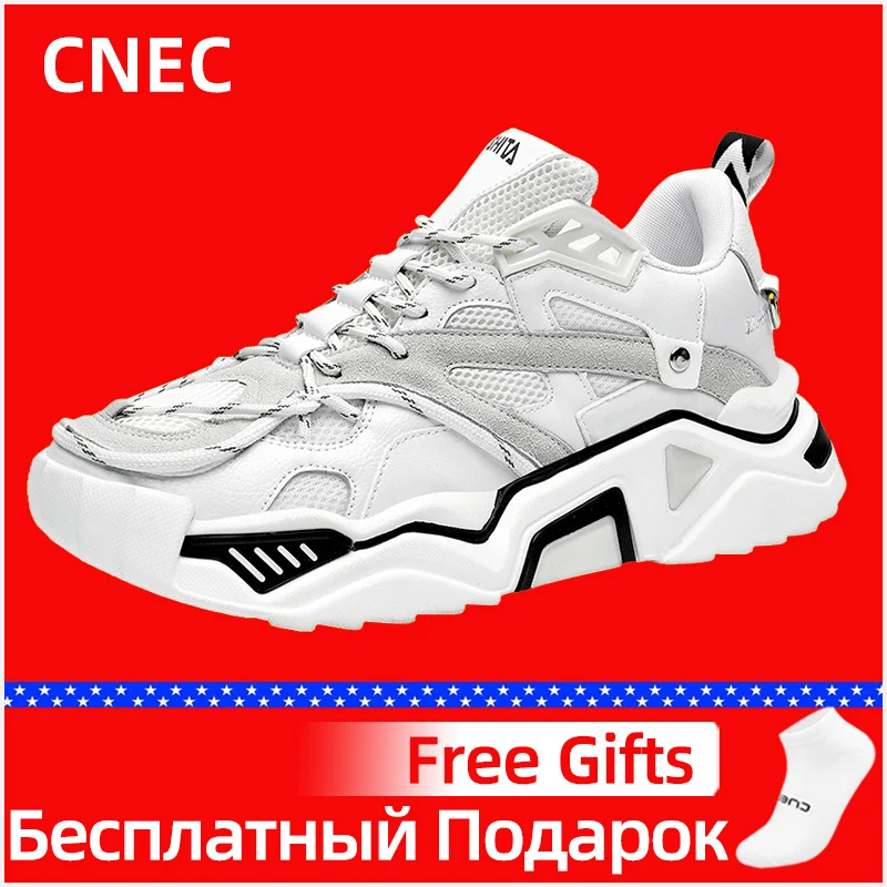 Мужские кроссовки CNEC белые черные желтые модные брендовые повседневные на