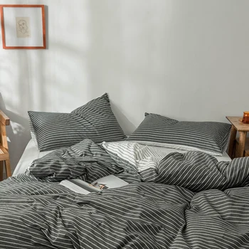 

100% washed cotton bedding set Nordic style bed linen duvet cover bed sheets pillowcase bed sets queen king single size