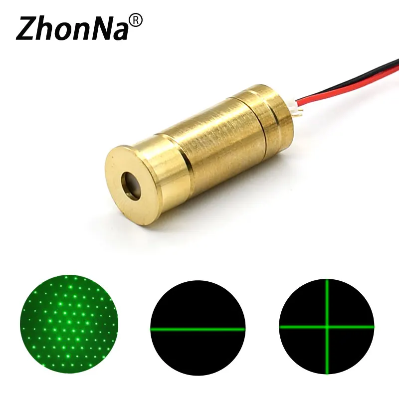 Laser Head Green Light Laser Module 532nm 45mW Starlight Cross Horizontal Line Metal Laser Head DC2.3-5V Stage Lawn Lights Accessories