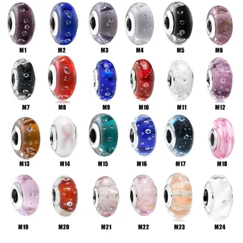 

Original 925 Sterling Silver Baeds Princess Signature Colour Lampwork Murano Glass Charm Fit Pandora Bracelet & Necklace Jewelry