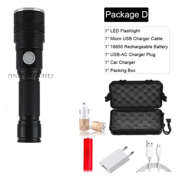 

Powerful LED Flashlight 26650 Cree XHP50 80000lm Tactical Torch 18650 Flash Light 3 Modes xhp50.2 with indicator light Update