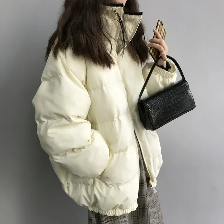 Parkas Winter Jacket Women Stand Collar Cotton-padded Coat Loose Oversized Jacket Coat Korean Women Outwear