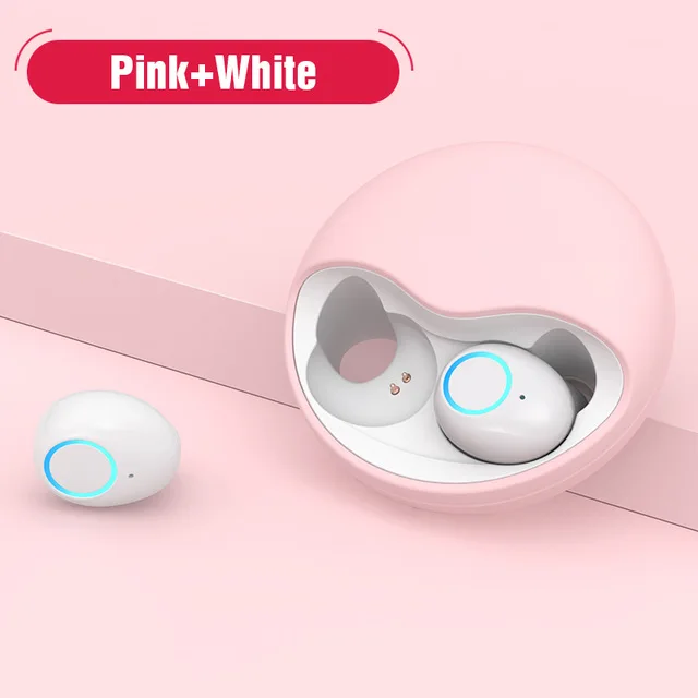 Pink and white Гарнитура TWS Bluetooth наушники беспроводные наушники громкой связи Невидимые Авто пара в ухо наушники сенсорные для iPhone Xiaomi samsung - Цвет: Pink and white