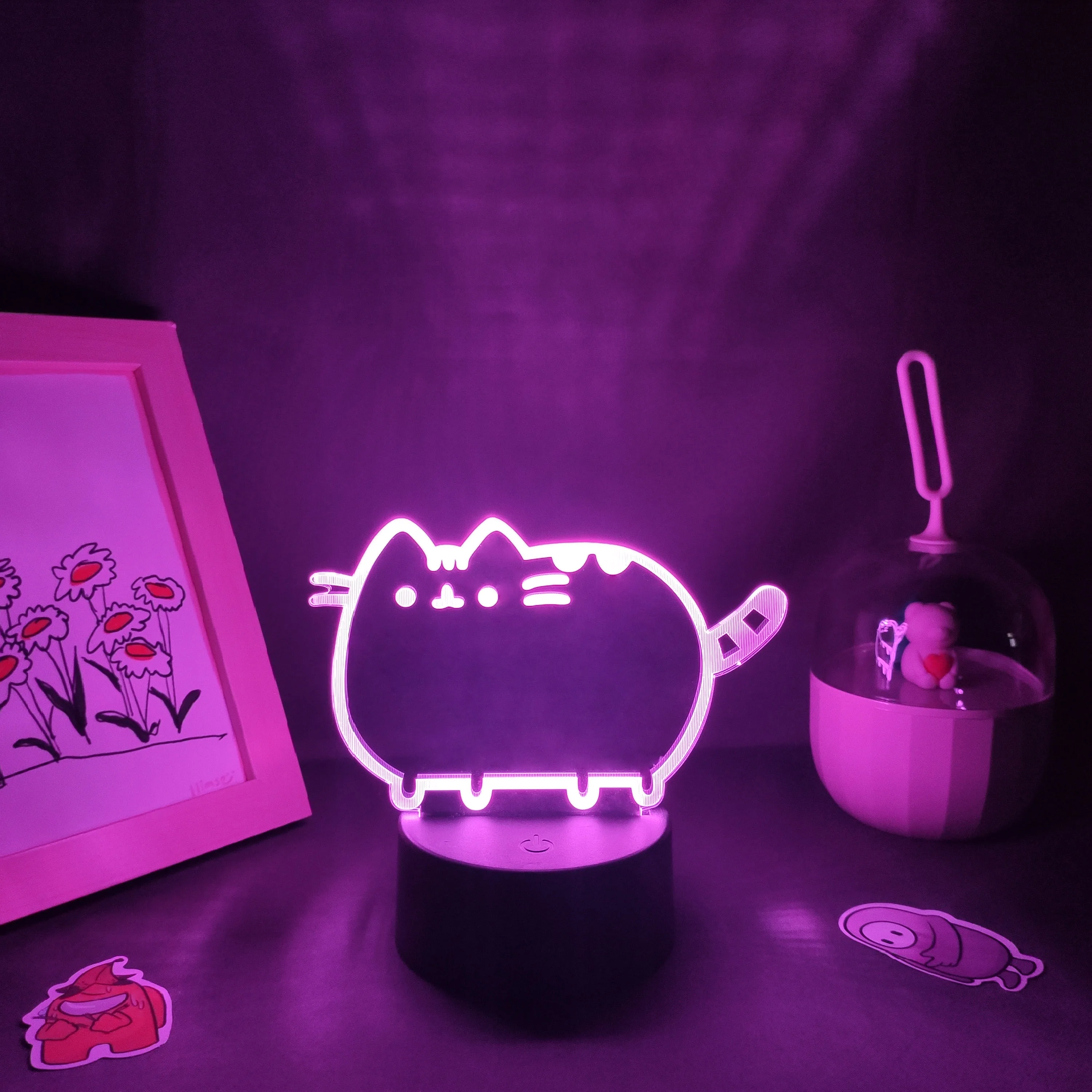 Tanie Cute Animal Cat Kitten 3D Neon LED Lava lampy RGB sklep