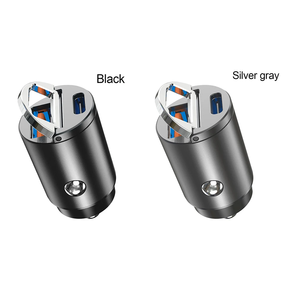 Black and Silver USB Dual Fast Charger for Car