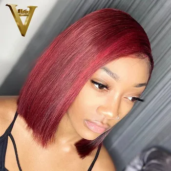 

1B Red Ombre Lace Front Wig 13x6 Lace Front Human Hair Wigs Short Bob 99J Colored Human Hair Wigs For Women Brazilian Remy 150