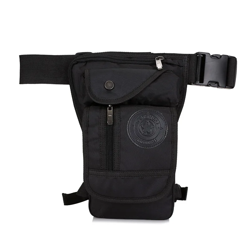 Black leg bag Мужская водонепроницаемая нейлоновая сумка для ног, поясная сумка, поясная сумка, тактическая поясная сумка для езды на мотоцикле, Большая вместительная сумка через плечо - Цвет: Black leg bag