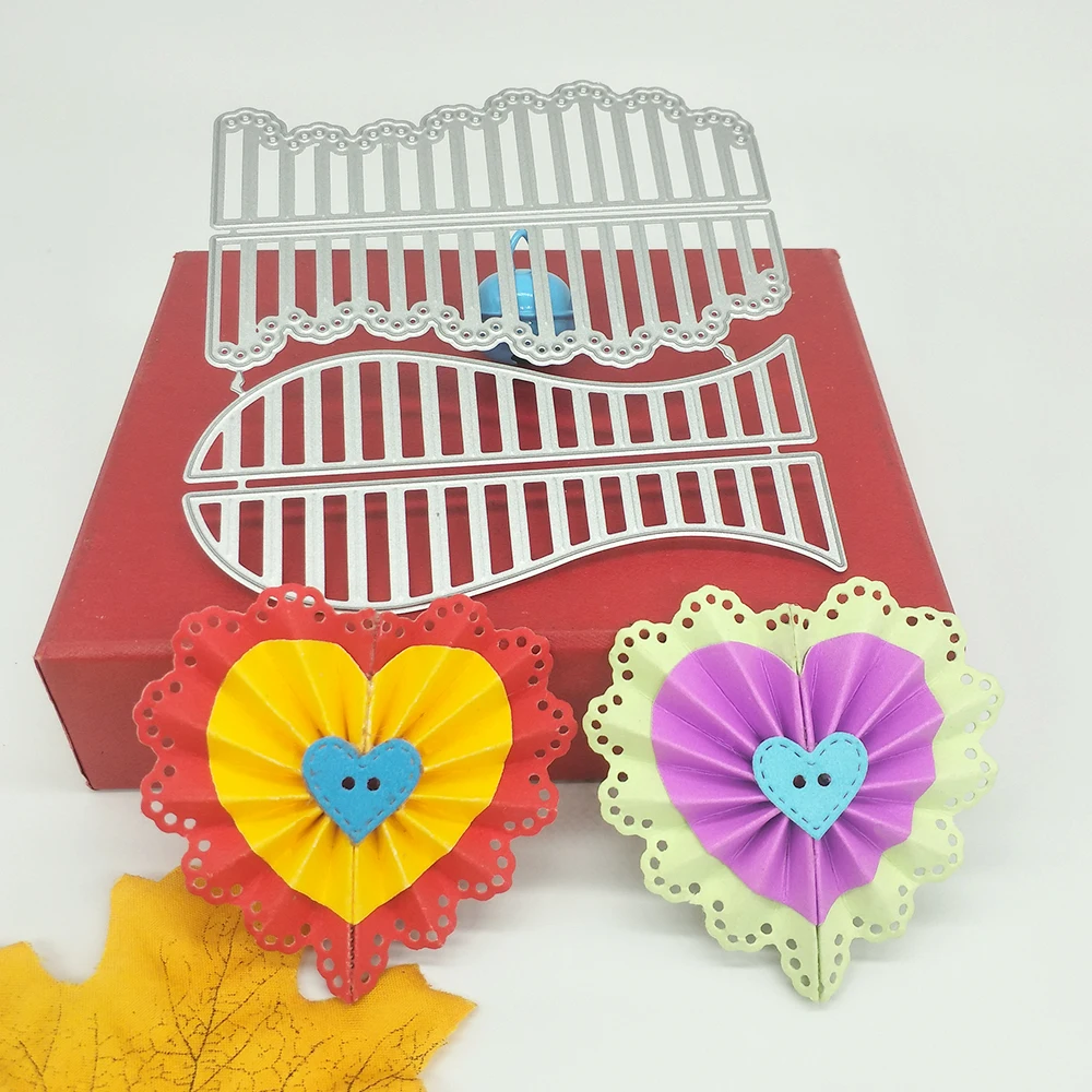

3D Heart-shaped metal cutting die with lace creases, scrapbooks, photo albums, greeting cards, DIY decoration