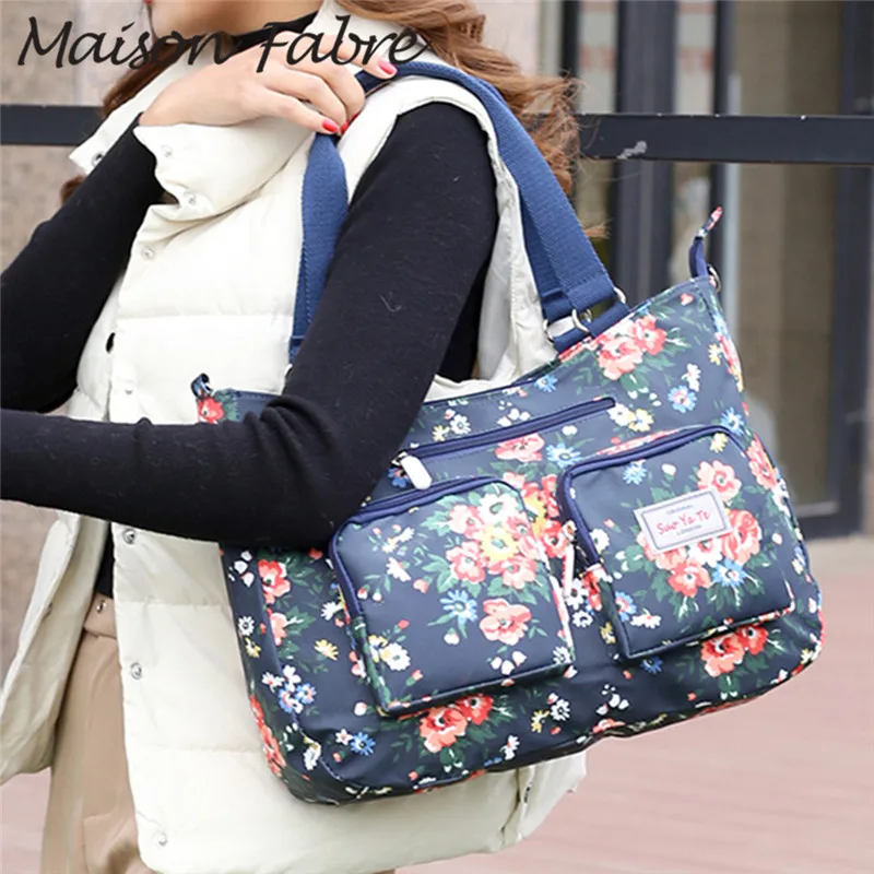 Женская нейлоновая сумка через плечо, сумка для телефона с цветочным принтом, женские сумки на молнии, водонепроницаемая сумка на ремне