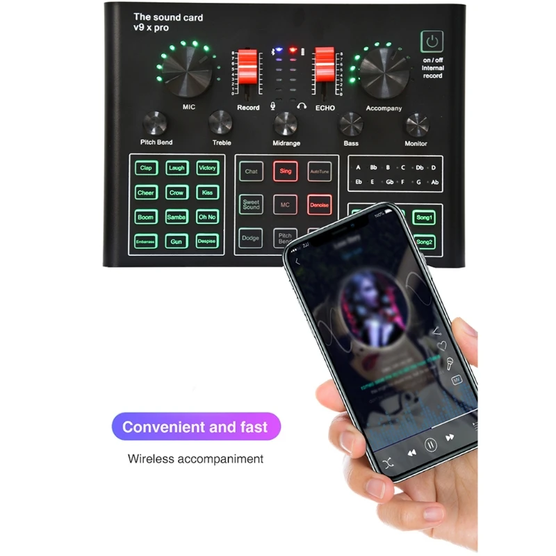 Pro Mixer Placa de Som Computador Microfone ao Vivo Placa de Som Plug Play Grande Rotação Mais Grandes Empurrões Profissional V9x - Image 2