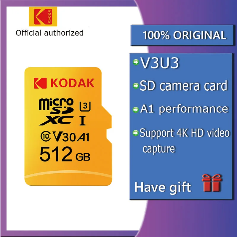 Original Kodak 512GB Micro SD card class 10 U3 4K High Speed cartao de