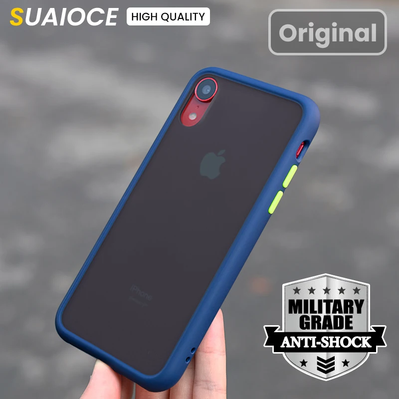 SUAIOCE оригинальный ударопрочный чехол для iPhone 11 Pro X XS Max XR матовый полупрозрачный 7 8