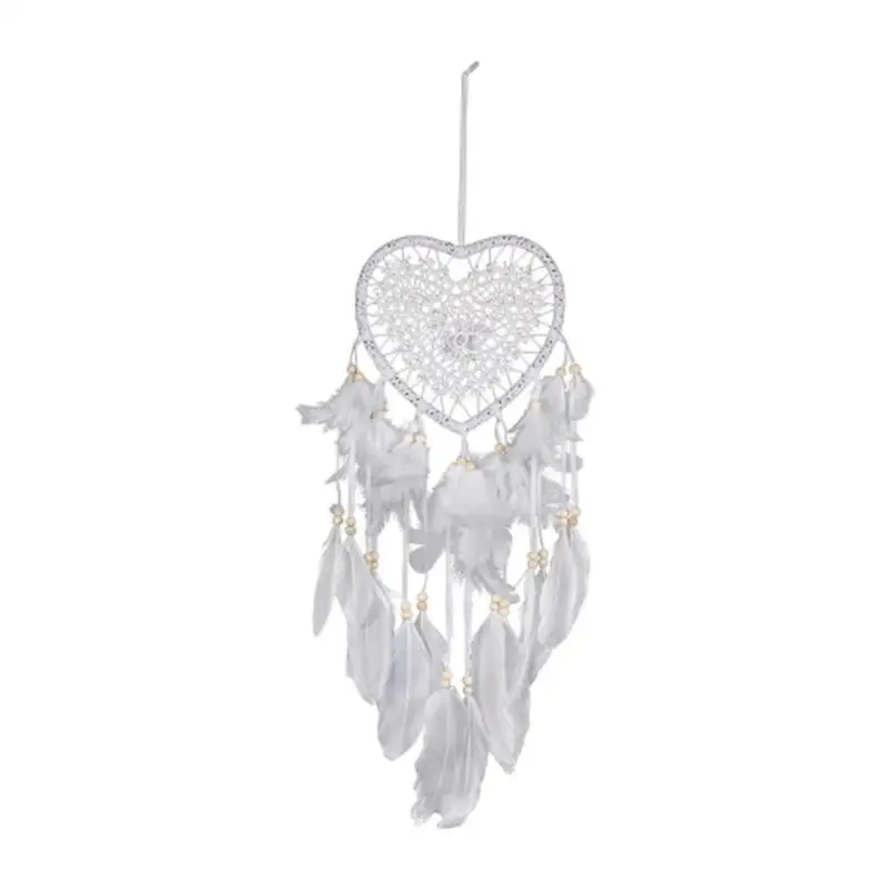

Fancy Dreamcatcher With LED String Hollow Hoop Heart Shape Pendant Feathers Light For Christmas Handmade Wall Hanging Decoration