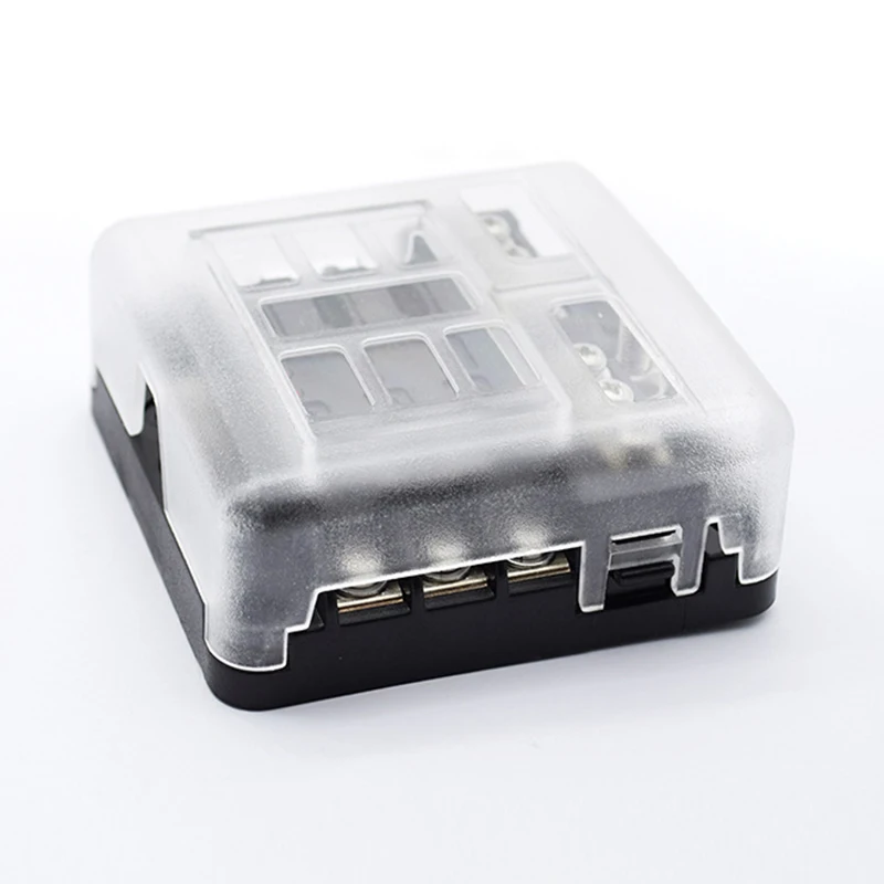 12V 32V Plastic Cover Fuse Box Holder M5 12 Stud with LED Indicator Light 6/12 Ways Blades for Car B99