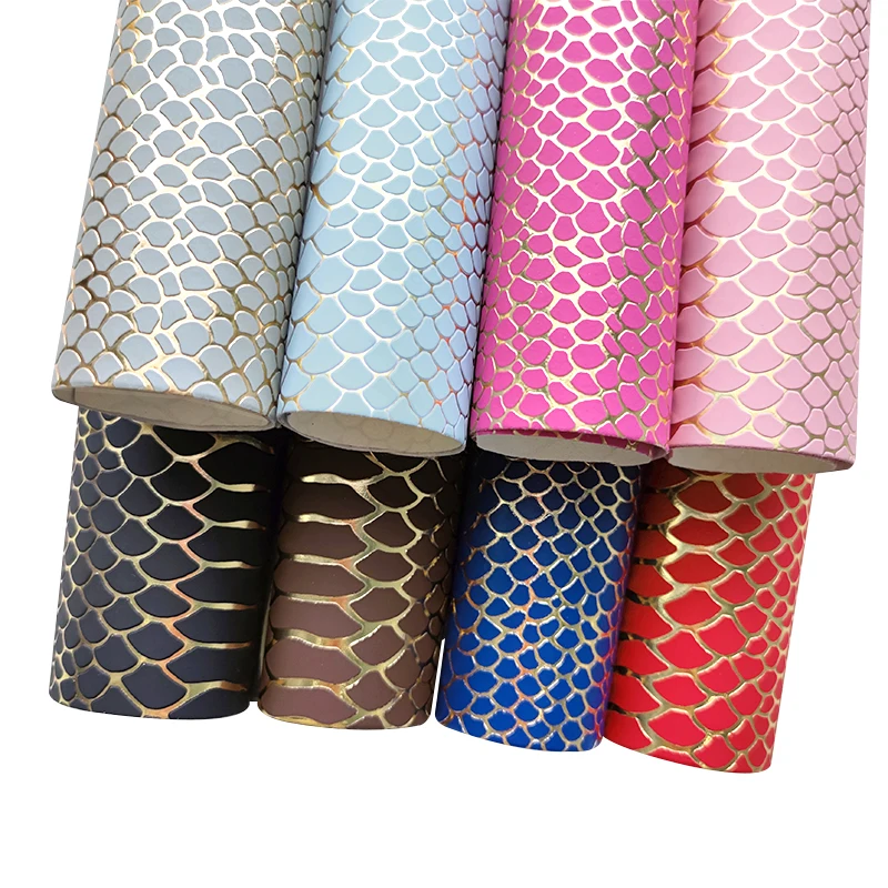 Snake Skin Embossed Shining Metallic Synthetic Leather PU Artificial for Making Bag Mat Wallpaper Belt Purse | Дом и сад