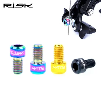 

RISK 2pcs M6x10mm Bicycle Brake Wire Fixing Bolts Titanium Bike Inner Cable Pressing Screw MTB Road Bike Brake Line Bolt Screws
