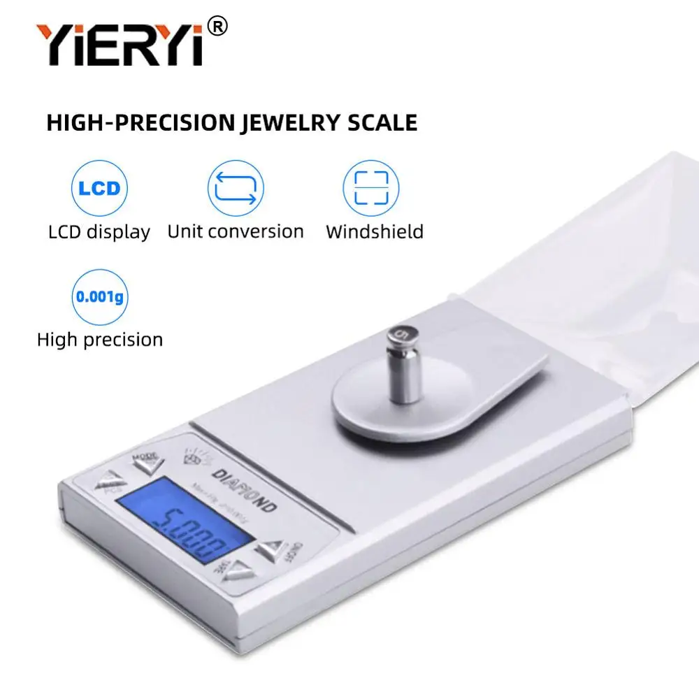 Yieryi Nuovo Marchio 0.001/ 10G 0.001G-10G Lcd Gioielli Digitali Diamante Tasca Waage Scala Gemma Peso Arriva