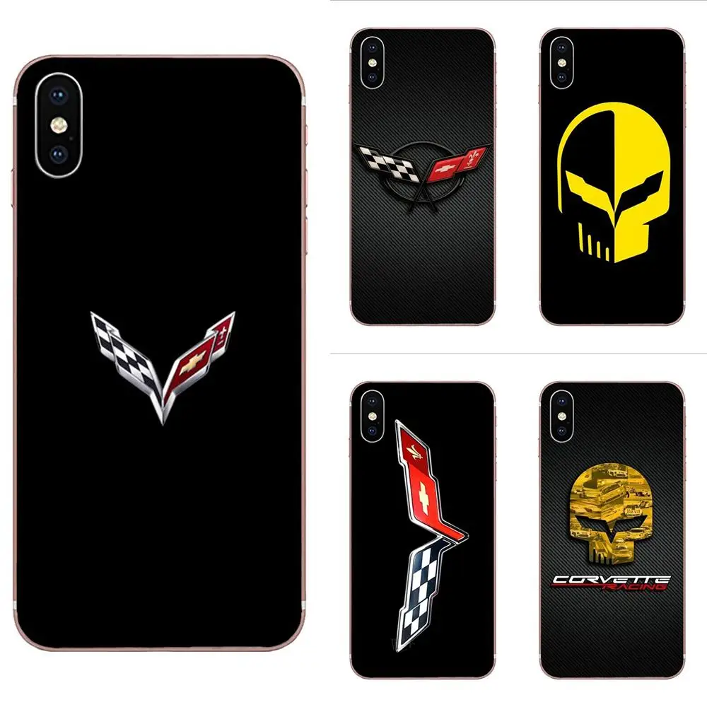 

TPU Luxury Car Corvette Racing Flag Skull For Samsung Galaxy Note 5 8 9 S3 S4 S5 S6 S7 S8 S9 S10 5G mini Edge Plus Lite