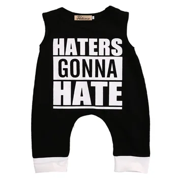 

haters gonna hate Print Sleeveless Baby Rompers For Boys
