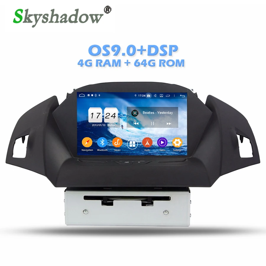 DSP Android 9,0 4G+ 64G Автомобильный dvd-плеер gps карта RDS радио Wifi Bluetooth 4,2 для Ford KUGA 2013