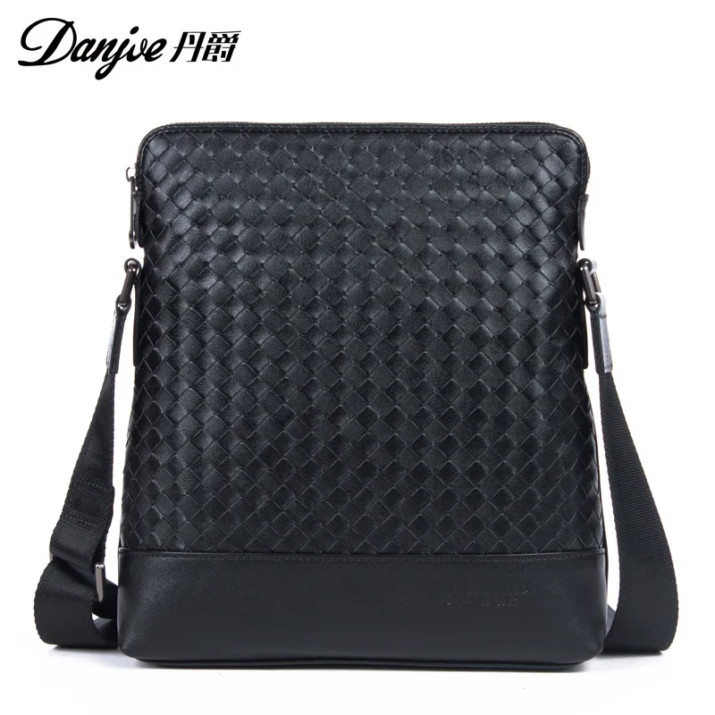 

Full-grain Leather Woven Pattern Fashion Leisure Bag MEN'S Real-leather Bag Verticle Boutique Shoulder Bag Manufacturers Direct