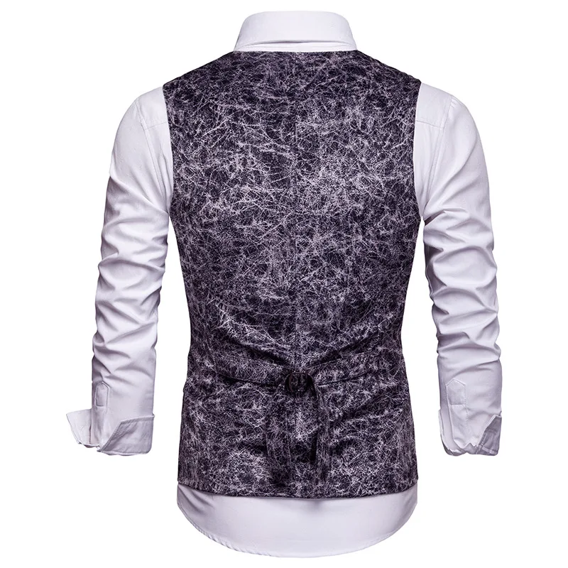 Сексуальный леопардовый принт клубный Топ для мужчин Slim Fit двубортный костюм жилет мужские вечерние свадебные жилеты для жениха Chaleco Hombre