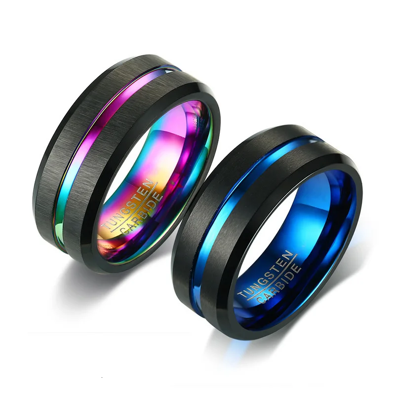 Мужские свадебные кольца Vnox тонкие обручальные из карбида вольфрама 8 мм