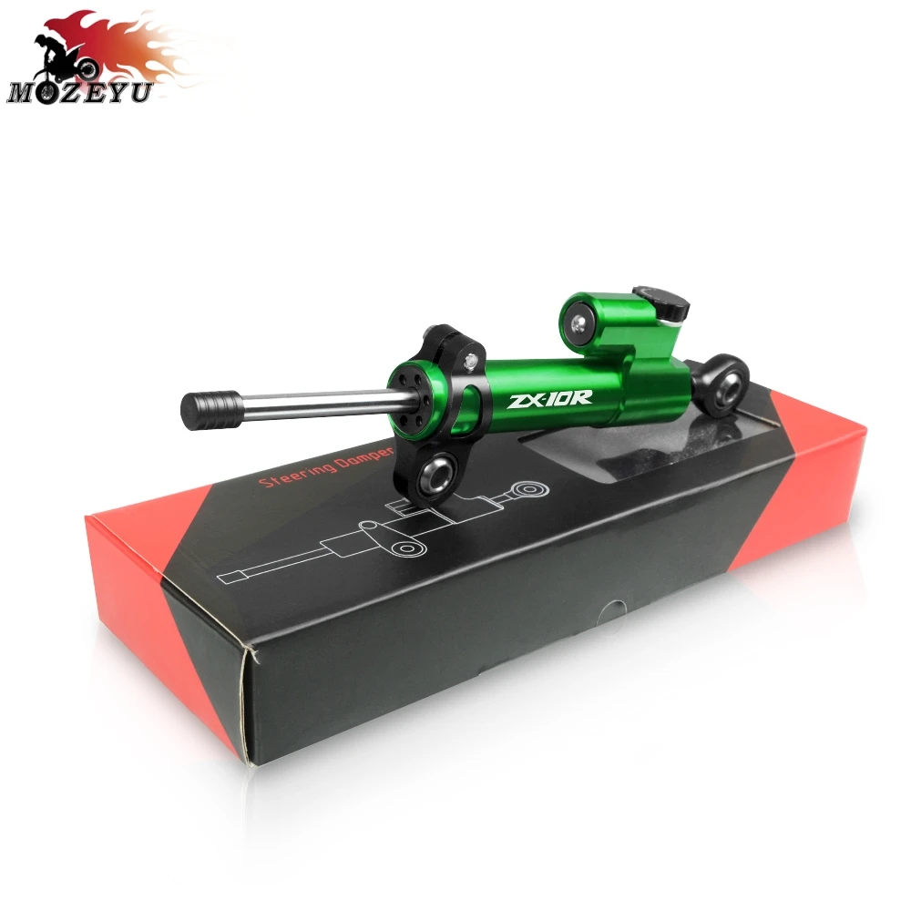 

With ZX10R LOGO Motorcycle CNC Aluminum Steering Stabilizer Damper shock absorber stable steering for KAWASAKI ZX 10R ZX-10R