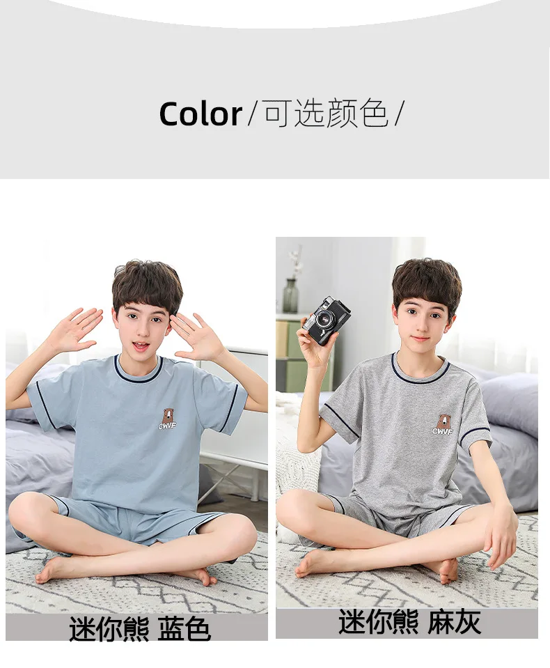 Teens Pajamas Short Sleeve 100% Cotton Pyjamas Big Kids Clothes Sets Children Boys Sleepwear Pajamas For Girls 10 12 14 16 Years baby girl nightgowns