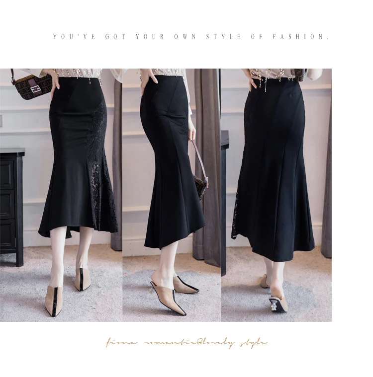 Faldas Mujer Moda, новинка, черные кружевные юбки на молнии, женская красная юбка с высокой талией, женская одежда, Falda Spodnica Jupe Femme