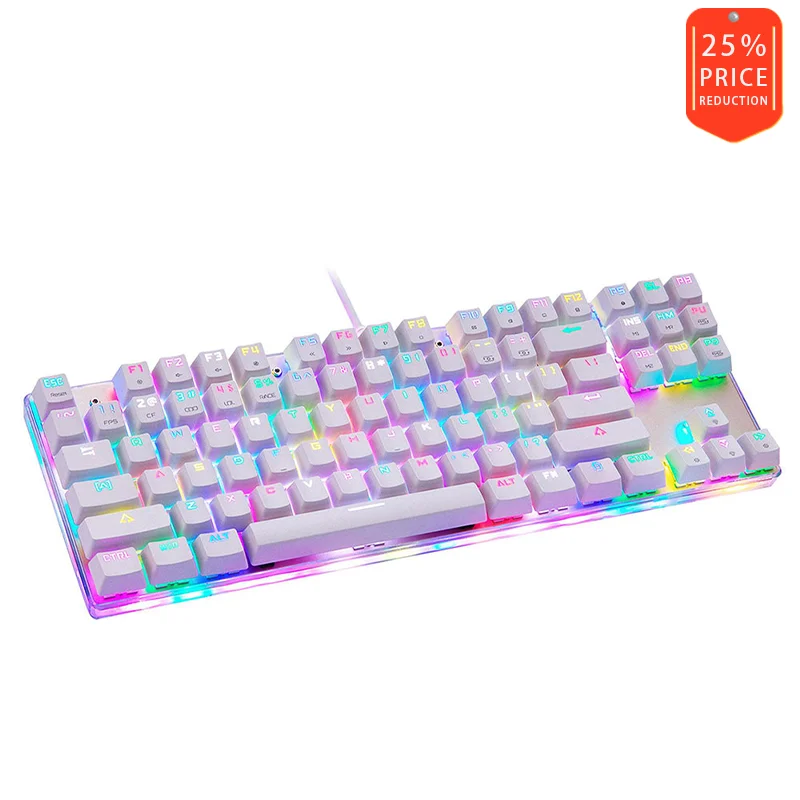 Motospeed K87S RGB NKRO Mechanical Gaming Keyboard - White With USB Cable 87 Key With RGB Backlight Suitable For Gamer Computers