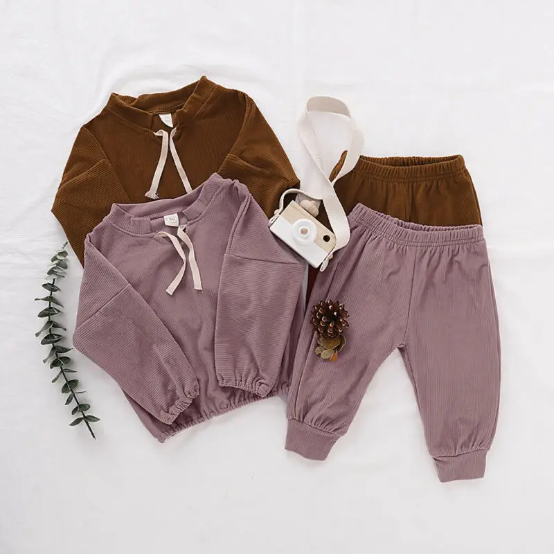 Комплект одежды из 2 предметов для маленьких девочек: Вельветовая рубашка+ штаны-леггинсы