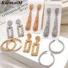 ZA ювелирные изделия металлические Висячие серьги для женщин геометрические круглые листья винтажные массивные серьги Свадебные подарки Bijoux Панк