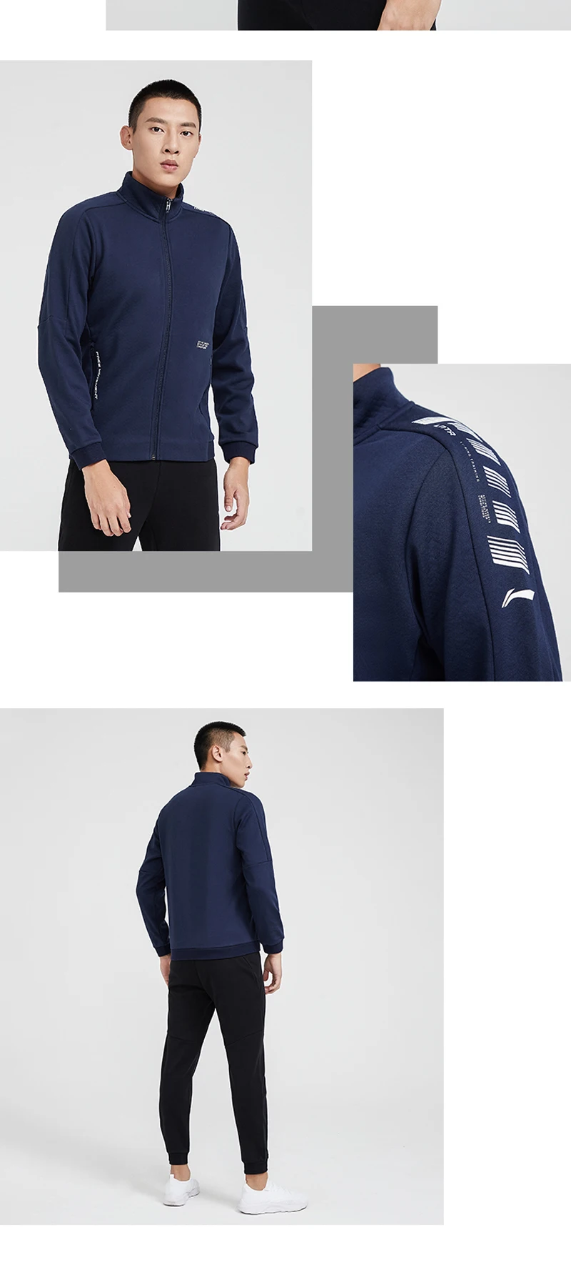 Li-Ning, мужская тренировочная серия, FZ, вязаный Топ, теплый флисовый свитер, хлопок, зима, обычная посадка, подкладка, спортивное пальто, AWDP707 MWW1625