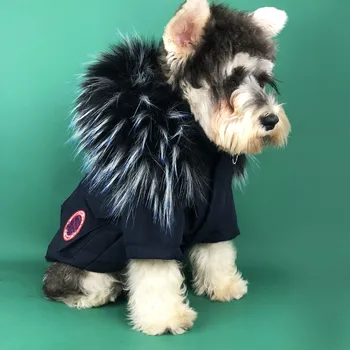 

Luxury Pet Dog Clothes Warm Velvet Fur Collar Down Jacket for Small Medium-sized Dogs In Autumn Winter Four-legged Bulldog Coat