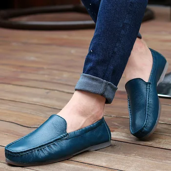 

Sapatos Masculino Erkek Ayakkabi Full Grain Leather Shoes for Men Genuine Leather Loafers Cow Leather Slip-on Summer Pig Split