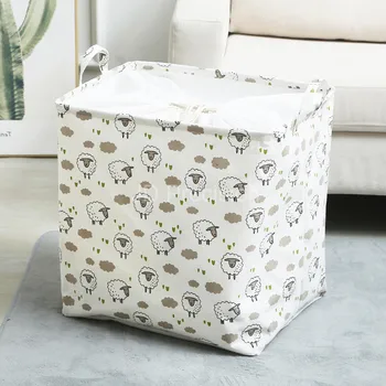

Dirty Clothes Basket Imitation Linen Cloth Laundry Basket Large Bundle Folded Quilts Receiving Bags Rectangular Storage Basket