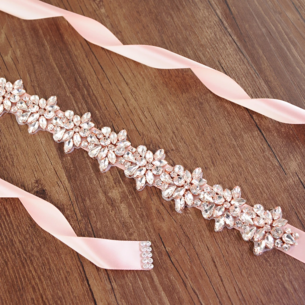 TRiXY S269-RG Stunning Rose gold Crystal Wedding Belt Diamond Bridal Belt bridal sash rose gold Rhinestones wedding belt Sashes