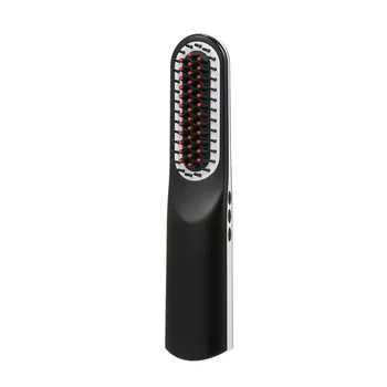 

USB Rechargeable Hair Straightening Brush Wireless Ceramic Ion Hair Straightener Curling Iron Comb with LCD Display